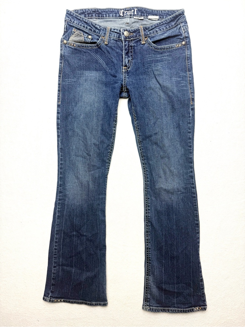 Cruel Girl Denim Flare Jeans in Blue Wash